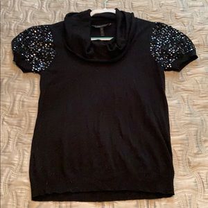 BCBG cowl neck sequin sleeves top. Size S.